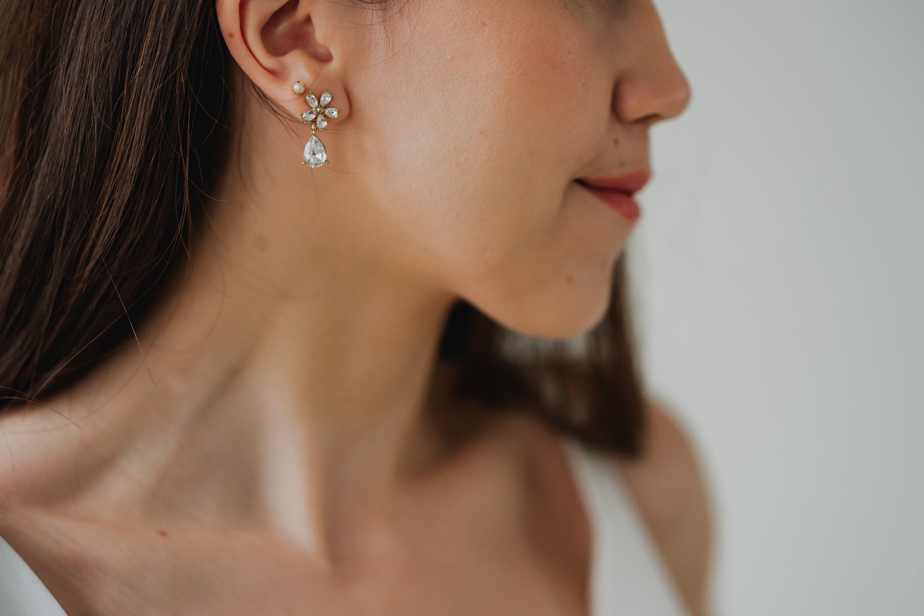 Crystal Floral Drop Earrings | Bone and Grey Bridal Accessories
