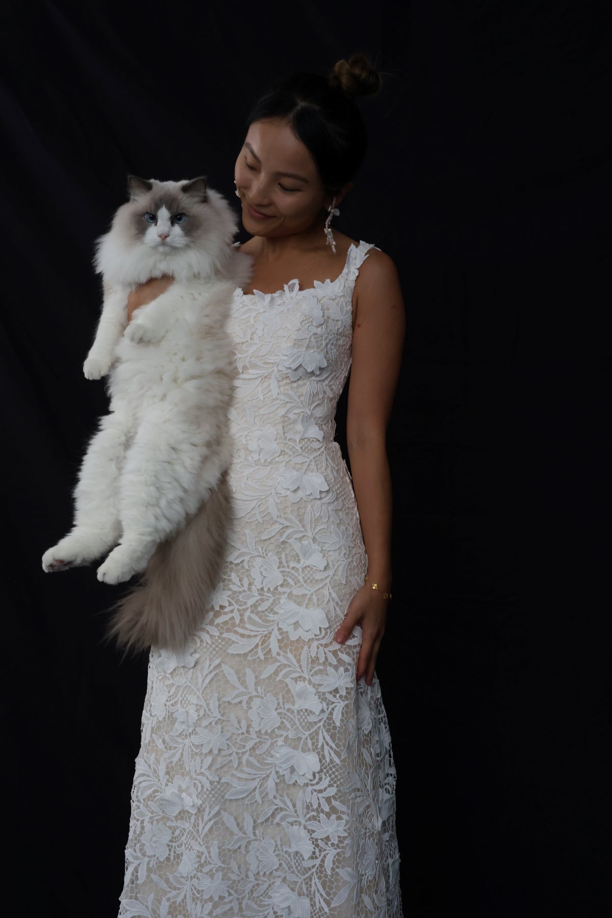 Florence Square Neck Guipure Lace Column Wedding Dress | Bone and Grey Bridal | Affordable minimal wedding dresses online Canada Singapore USA