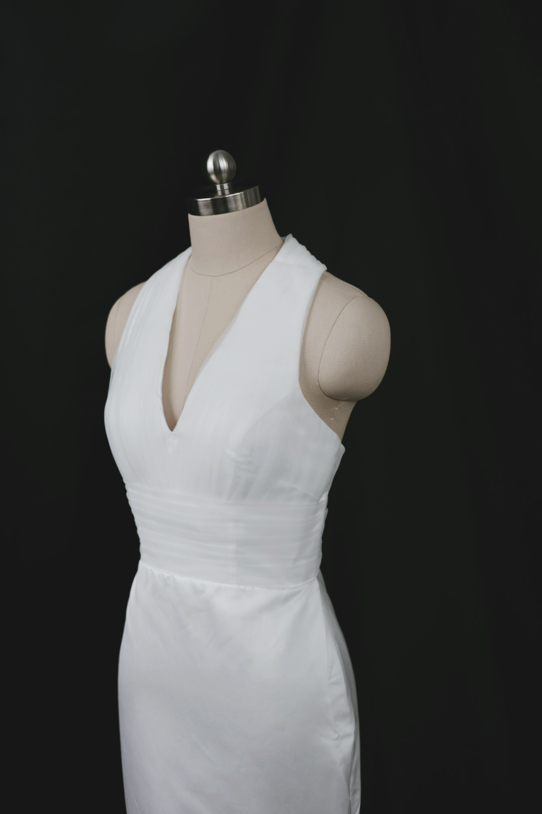 Jasmine Satin Halter Minimal Wedding Dress | Bone & Grey
