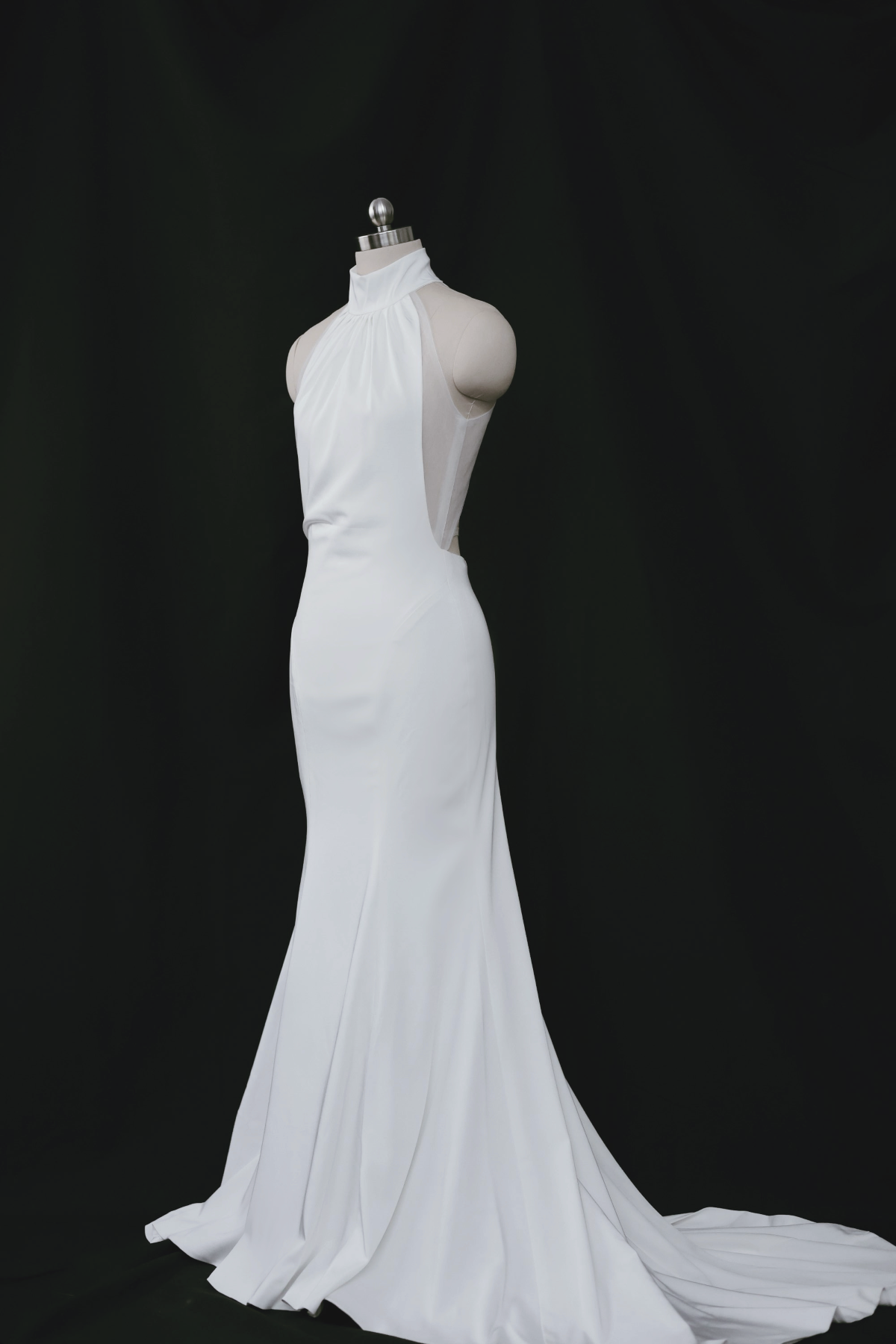 Shelly High Neckline Halter Crepe Wedding Dress with Sexy Open Back | Bone and Grey Bridal | Affordable Minimal Simple Bridal Gowns Online Canada USA Singapore Shelly High Neckline Halter Crepe Wedding Dress with Sexy Open Back | Bone and Grey Bridal | Affordable Minimal Simple Bridal Gowns Online Canada USA Singapore