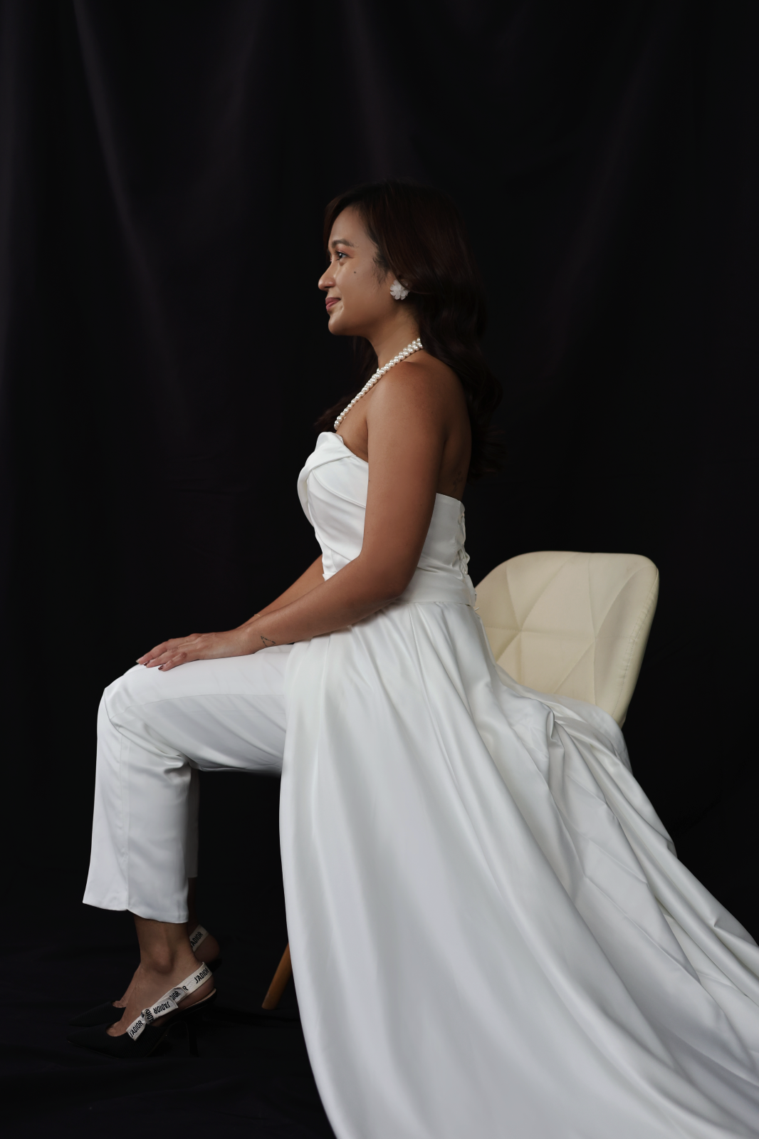 Jane Minimal Satin Jumpsuit Wedding Dress | Bone & Grey