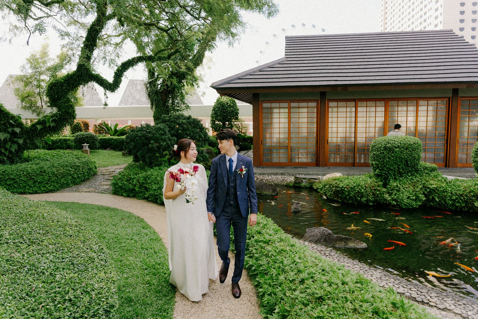 Jade Crescent Neckline Shift Dress with Chiffon Cape Set | Bone and Grey Bridal | Affordable Minimal Wedding Dresses Online Canada USA Singapore