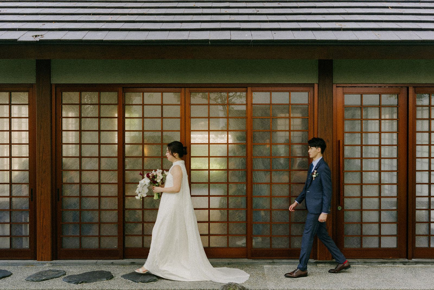 Jade Crescent Neckline Shift Dress with Chiffon Cape Set | Bone and Grey Bridal | Affordable Minimal Wedding Dresses Online Canada USA Singapore