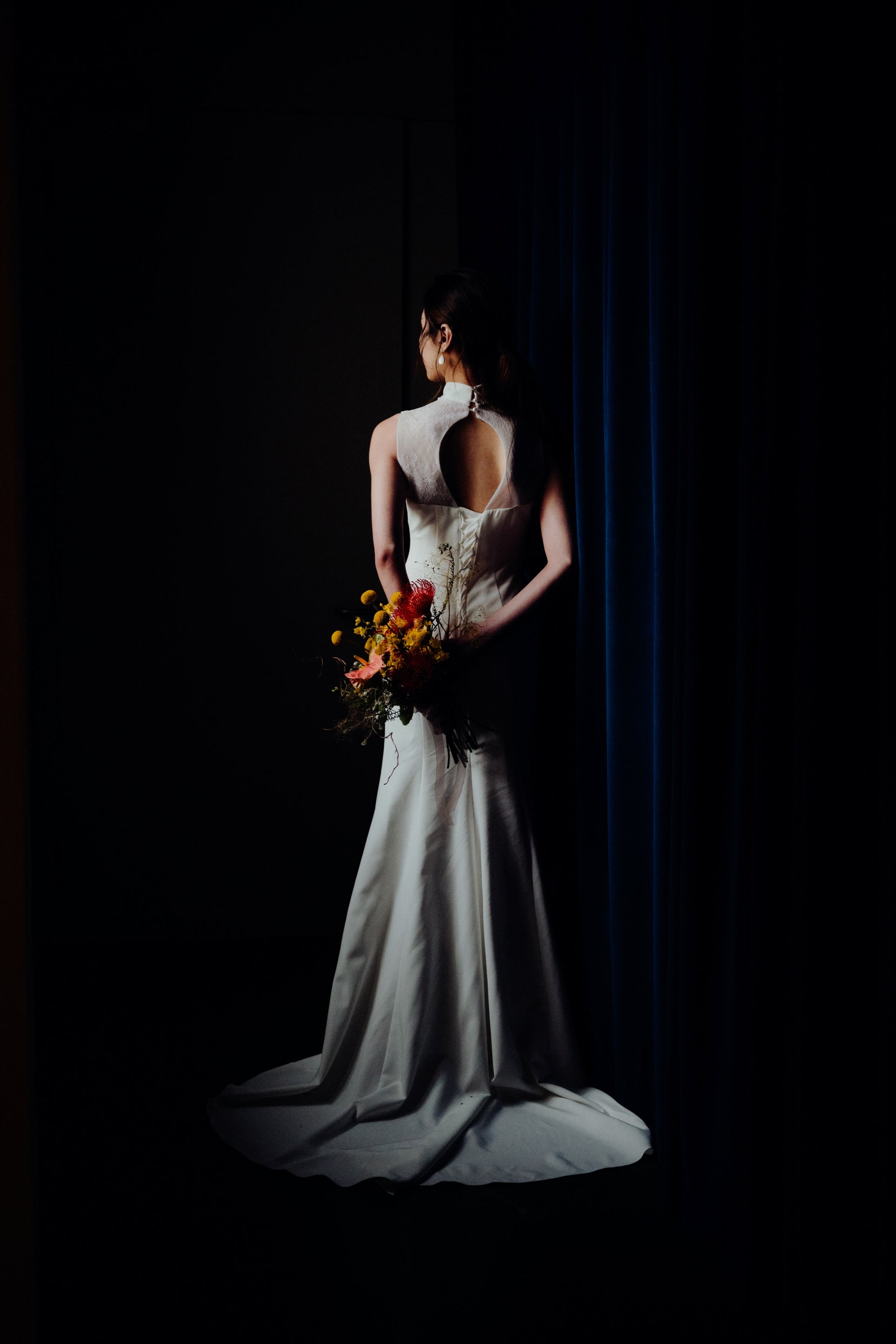 Kaya High Neckline Cheongsam Qipao Fit & Flare Crepe Wedding Dress with Lace Embroidery Beading | Bone and Grey Bridal | Affordable Simple Bridal Gowns Online Canada USA Singapore Kaya High Neckline Cheongsam Qipao Fit & Flare Crepe Wedding Dress with Lace Embroidery Beading | Bone and Grey Bridal | Affordable Simple Bridal Gowns Online Canada USA Singapore