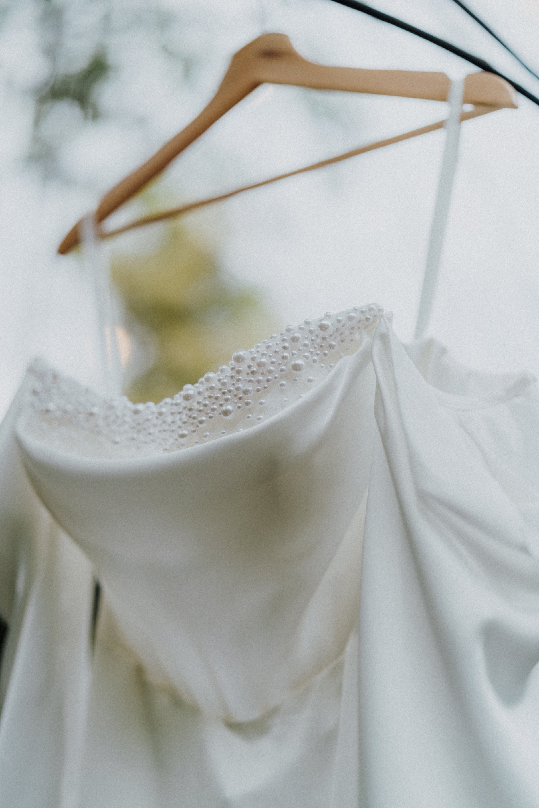 Kendall Strapless Pearl Beaded Peekaboo Long Sleeves Satin Column Sheath Wedding Dress | Bone and Grey Bridal | Affordable Minimal Simple Bridal Gowns Online Canada USA Singapore