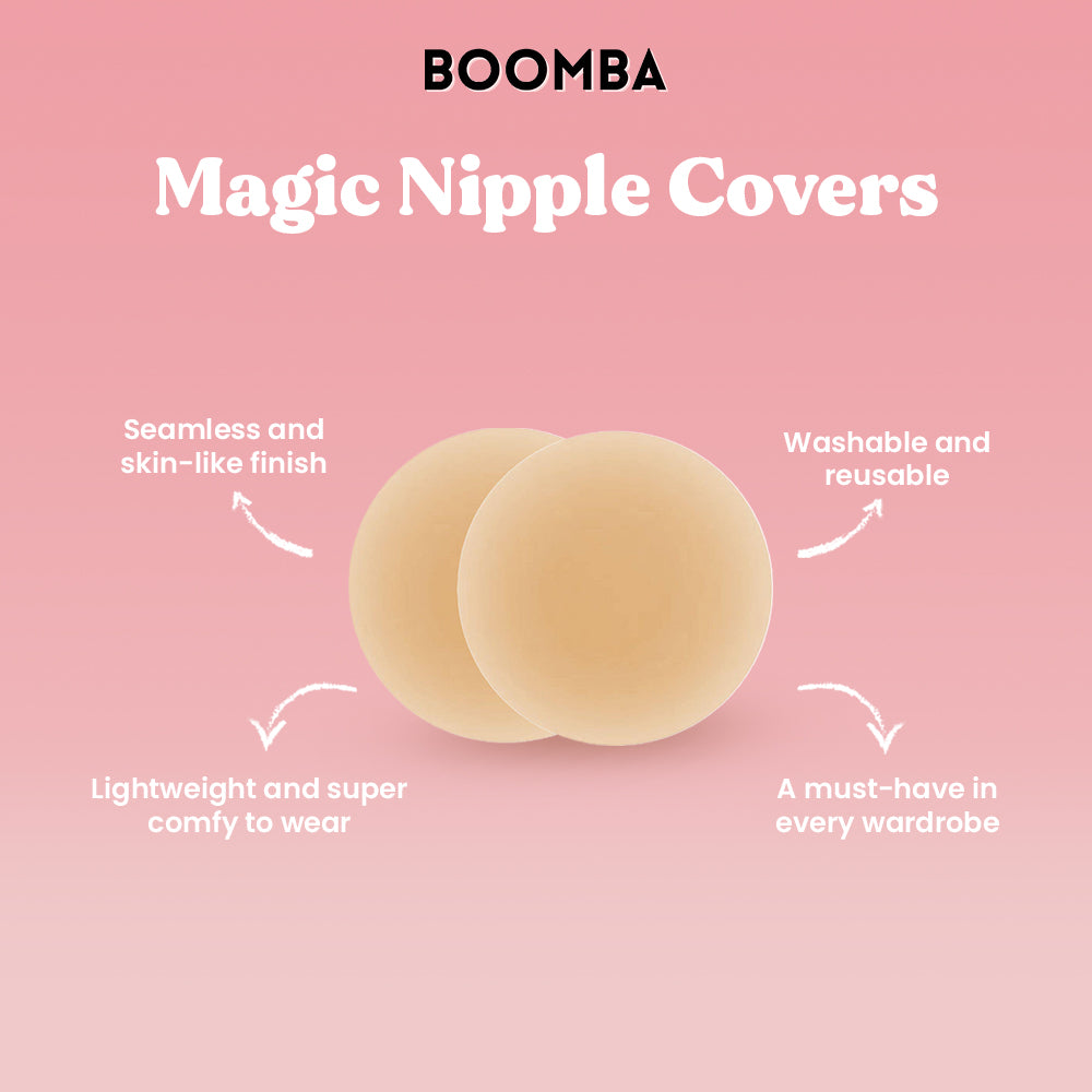 BOOMBA Magic Nipple Covers (Reusable) | Bone & Grey Bridal | Wedding Bra Accessories Padded Adhesive Inserts for Bridal Gowns Wedding Dresses Canada USA Singapore Australia UK
