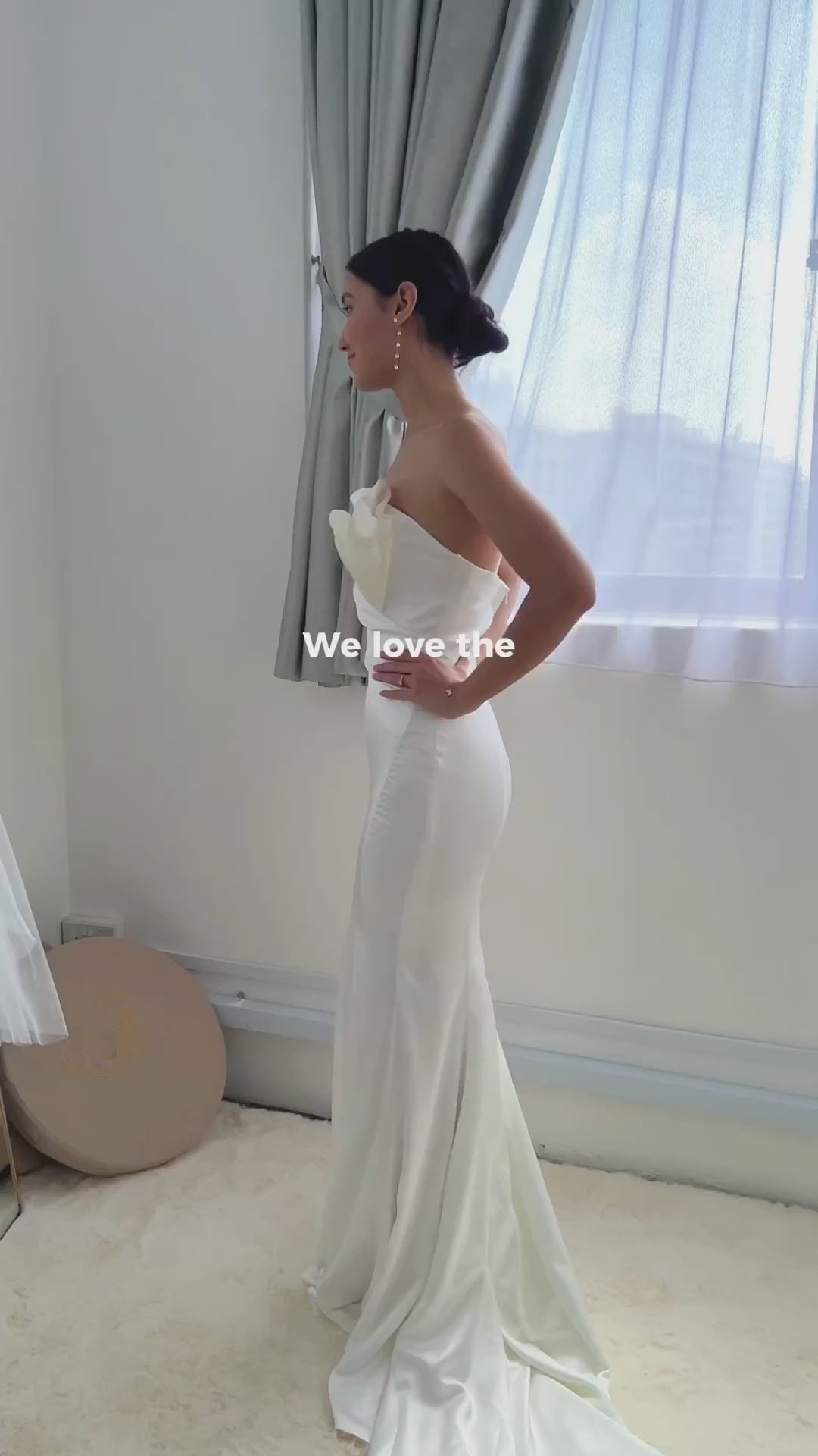 Vera Satin Trumpet Fit n Flare Wedding Dress with Organza | Bone and Grey Bridal | Affordable minimal wedding dresses online Canada Singapore USA