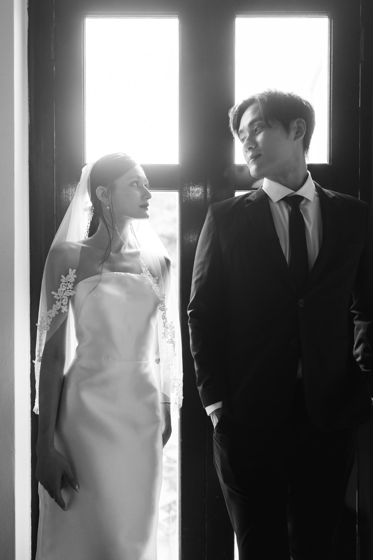 Romy Strapless Crescent Neckline Column Wedding Dress with Neck Scarf | Bone and Grey Bridal | Affordable Minimal Simple Bridal Gowns Online Canada USA Singapore